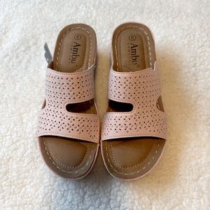 Pink Perforated Sandals with Open Back